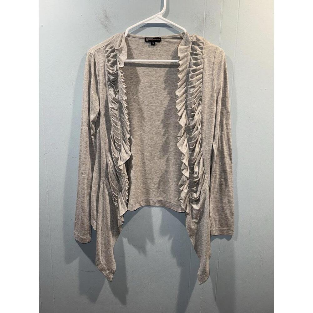 Womens Grass Collection Open Cardigan Size Small Gray